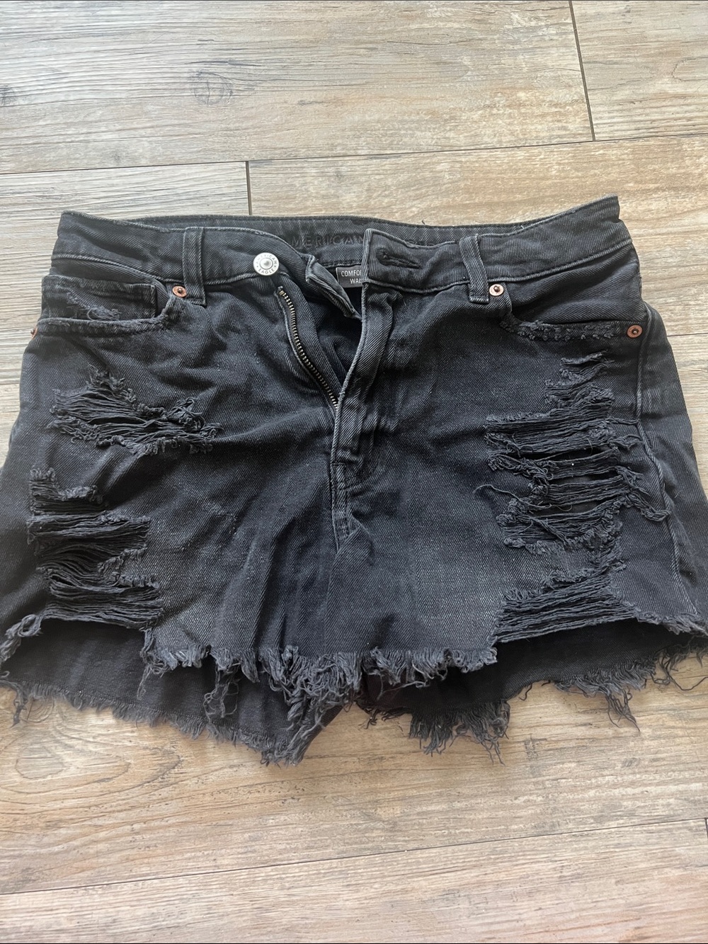 American Eagle Outfitters Black Distressed Cutoff Jean Shorts